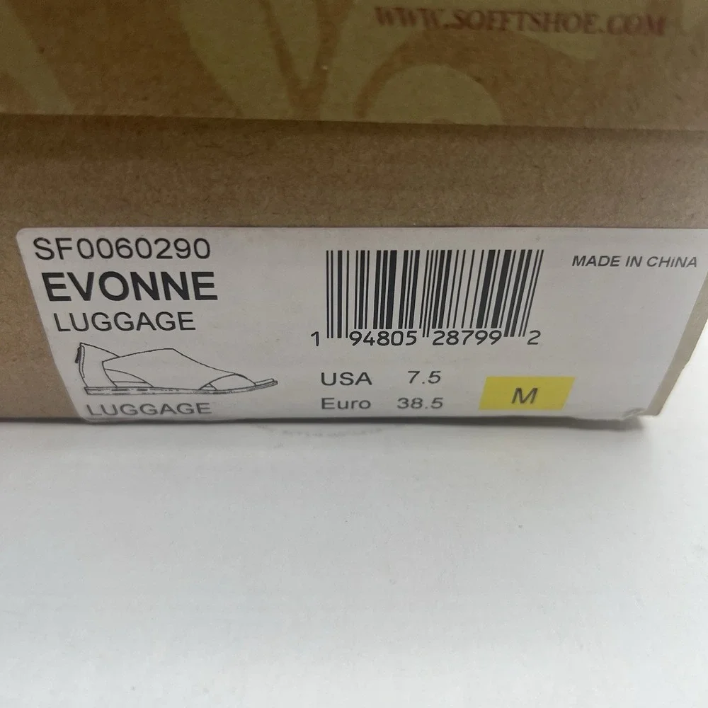 Sofft Evonne Women’s 7.5 M Luggage Brown Leather Open Toe Slingback Sandals NIB
